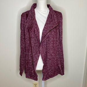 G.H. Bass & Co. Maroon Knit Zip Asymmetrical Cardigan